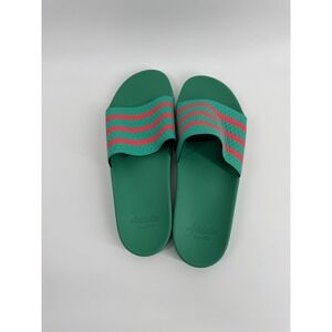 Adidas Adilette Slides Green Red Stripes Mens Size 14 Pool Beach Casual
